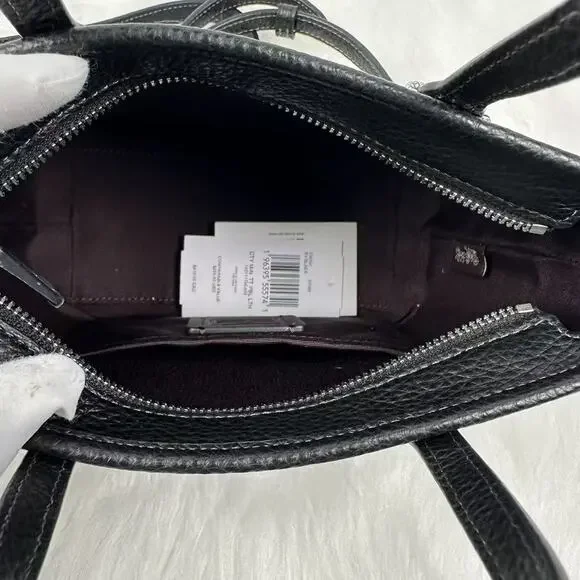 Coach City Mini Tote Bag Crossbody In Leather/Silver/Black CW031 NWT - Picture 6 of 8